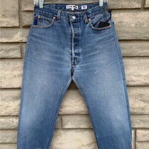 Re/Done Levi's High Rise Indigo Blue Pedal Pusher Reconstructed Jeans 26 $450
